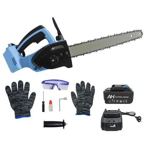 Motosierra Inalámbrica A Batería 21v 4.0ah 600w 12 Pulgadas 2000 Rpm Alpina Azul/negro