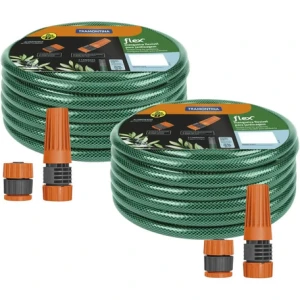Juego De 2 Mangueras Flex Green Garden De 20 M - Manguera Tramontina Verde