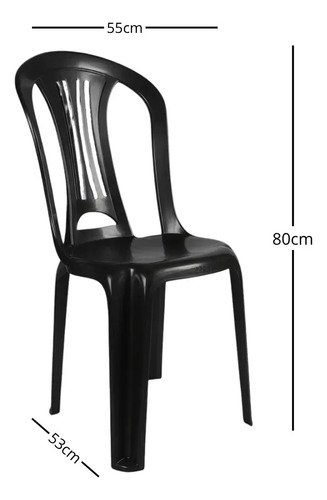 Silla Plástico Mor Reforzada Pvc Sin Posabrazos Jardin X2 Color Negro Lisa - Imagen 3