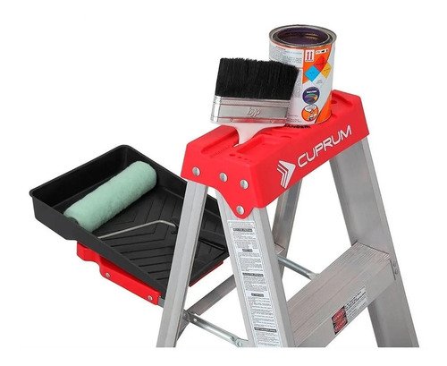 Escalera De Aluminio Tijera Cuprum C-2312-06n Gris/rojo - Imagen 4