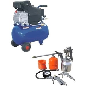 Combo Compresor 25 Litros Motor 2 Hp + Kit 5 Piezas Prof Tyt 10