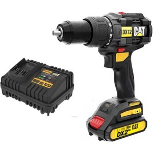 Taladro Inalámbrico 18 V Atornillador Percutor Brushless Cat Caterpillar Dx12 B Con Bateria De 2 Ah Y Cargador Amarillo