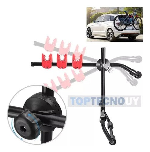 Portabicicletas Trasero Toptecnouy 3 Bicicletas Baúl Negro Acero - Imagen 5