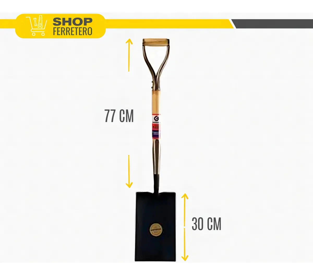 Pala Jardinería Gherardi Punta Recta Mango Madera 77cm Marrón Claro - Imagen 3