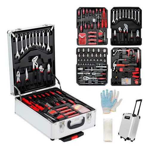 Kit De Herramientas Nappo 499 Piezas + Valija Metálica Color Gris