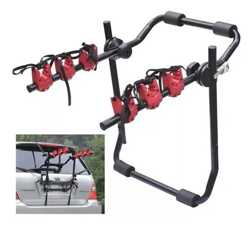 Portabicicletas Trasero Universal Para Baúl Con Capacidad Para 3 Bicicletas De Acero Negro - Imagen 2
