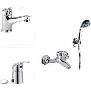 Juego De Griferia 35 Mm Ducha, Lavatorio Y Bidet Con Transf Amarillo