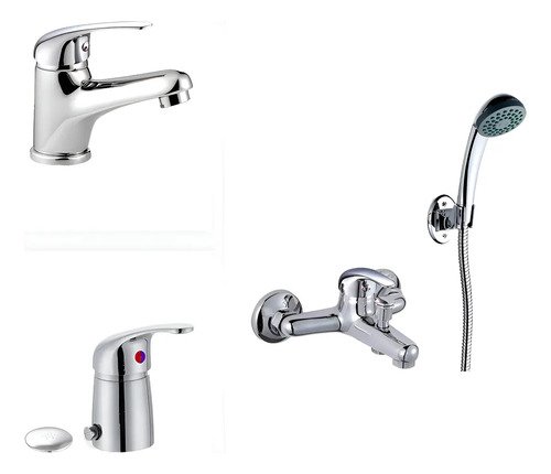 Juego De Griferia 35 Mm Ducha, Lavatorio Y Bidet Con Transf Amarillo