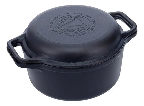 Olla Hierro Fundido Curado Tapa Doble Uso 5,7 Lt Victoria Negro - Imagen 2