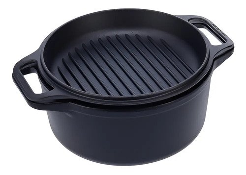 Olla Hierro Fundido Curado Tapa Doble Uso 5,7 Lt Victoria Negro - Imagen 3