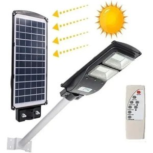 Foco Solar Led 40w Exterior C/ Sensor Y Control+ Brazo Metal Blanca Blanca Fría