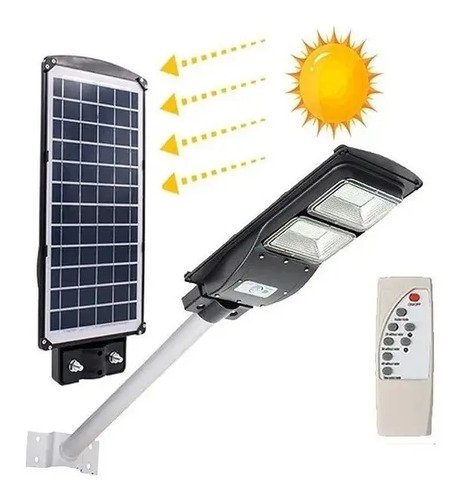Foco Solar Led 40w Exterior C/ Sensor Y Control+ Brazo Metal Blanca Blanca Fría