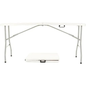 Mesa Exterior Plegable Alpina 152 Cm Polipropileno Hierro Color Blanco