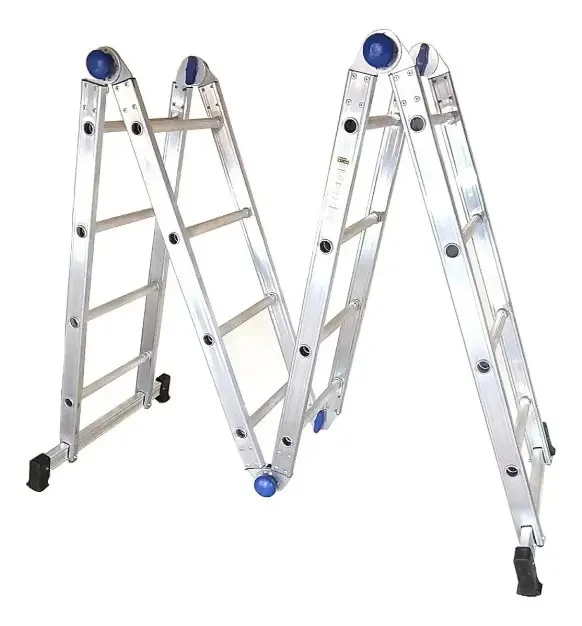 Escalera Articulada De Aluminio Real Escadas Con 16 Peldaños Y Altura De 4.63 M Gris