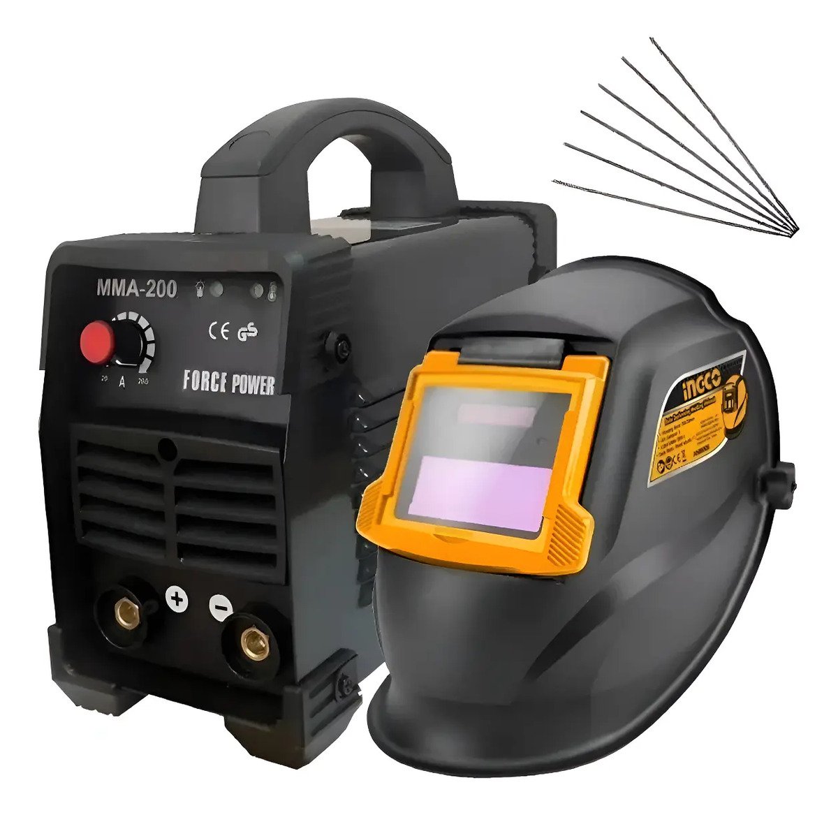 Soldadora Inverter 200 Amp Pro + Careta + Electrodos Pro Gris Rojo
