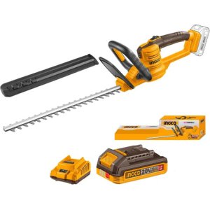Corta Cerco 20v 2 Baterias 2.0ah Y Cargador Ingco Chtli20462 Amarillo