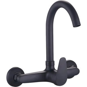 Goldex Monocomando Cocina De Pared 20cm 8'' Negro Mate