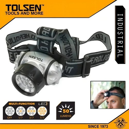 Linterna Luz 7 Led Minero P/cabeza Tolsen Multifunción 60011 Color De La Linterna Negro Color De La Luz Blanco - Imagen 4