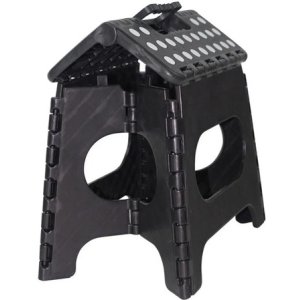 Banqueta Banco Plegable Escalera Plástico Reforzado 22 Cm Co Negro