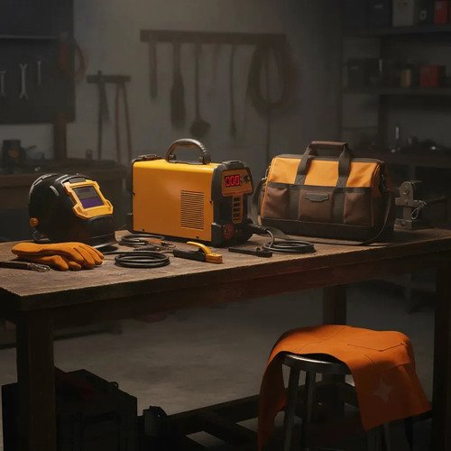 Soldadora Inverter Mma 200 Careta Delantal Accesorios Ingco Amarillo - Imagen 3