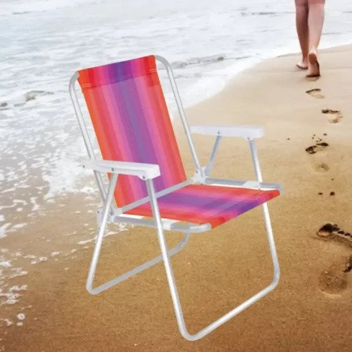 Silla Alta De Playa De Nylon, 110 Kg, Aluminio, Para Piscina, Color Rosa/morado - Imagen 2