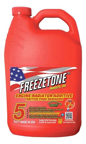 Agua Para Radiador Freezetone 3.7litros Liquido Refrigerante Rojo