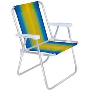Reposera Plegable Portátil Mor Cadeira Alta Color Amarillo/azul