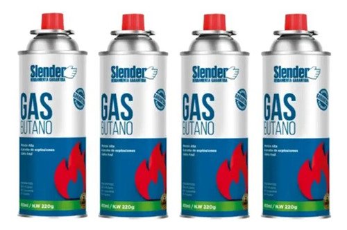 Lata Aerosol Slender Cilantrobazar Gas Butano 450ml Pack X4