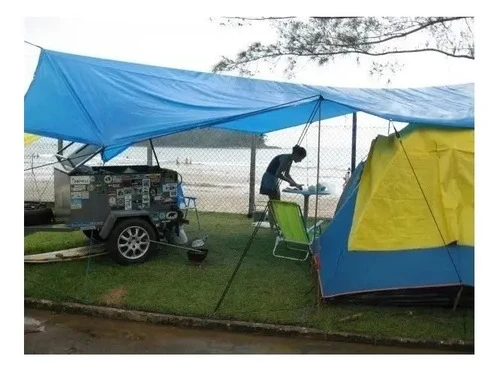 Lona Toldo Adeleste Azul 10x8 Impermeable Con Ojales Para Camping - Imagen 3