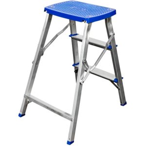 Escalera Banqueta 65 Cm Aluminio 3 Escalones Liviana Color Plateado