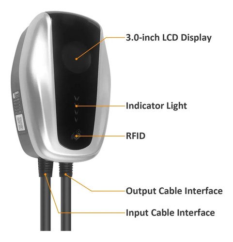 Cargador De Auto Eléctrico Wallbox 7kw 32a Conector Gbt O T2 Gris Con Negro - Imagen 4
