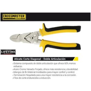 Alicate Corte Diagonal Doble Articulación 165mm Crossmaster