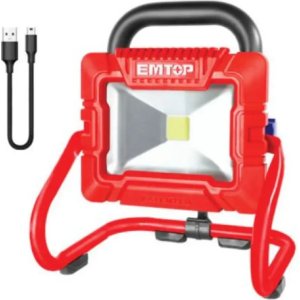Reflector Portátil Emtop Con Luz Blanca Y Carcasa Roja Rojo Blanco