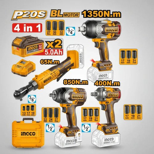 Kit 3 Llaves De Impacto 1350nm +850nm +400nm + Crique 65nm Amarillo - Imagen 2