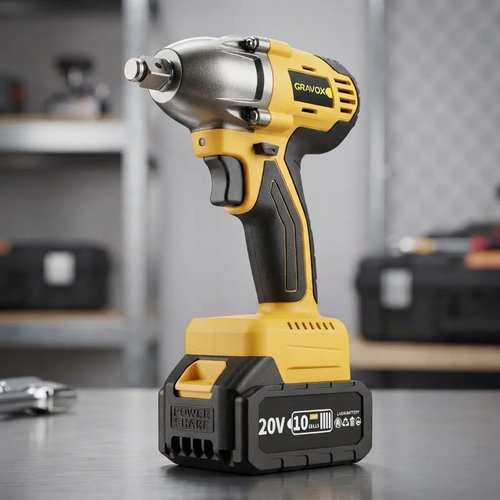 Llave De Impacto Inalámbrica + Bateria Y Cargador Gravox Amarillo 50hz/60hz - Imagen 4