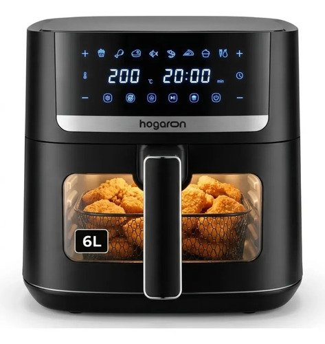 Freidora De Aire 6l Hogaron Air Fryer Xl 1500w Digital Visor Negro - Imagen 2