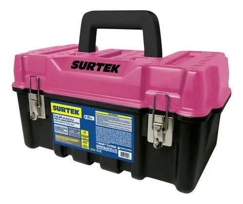 Caja De Herramientas Broches Metalicos Porta Candados Surtek Rosa