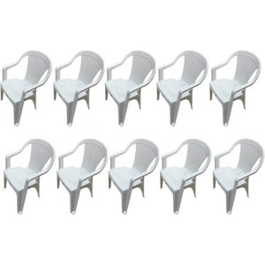 Combo 10 Silla Pvc Plastico Apilable Piero Posabrazo Blanca Blanco