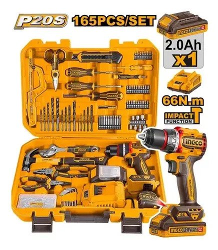Kit De Herramientas 165 Pzs Ingco + Taladro Inalambrico 66nm - Imagen 2