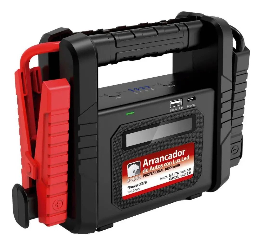 Arrancador Multifunción Portátil 16000mah Equus Epower-237b