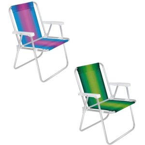 Kit De Playa Mor De Aluminio Con 2 Tronas Multicolor