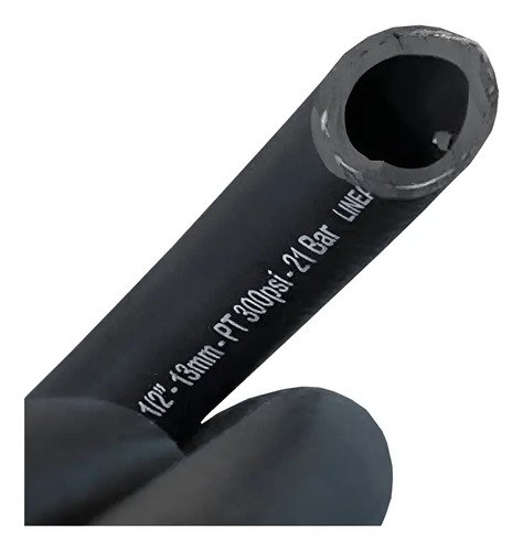 Manguera Goma Tela 6mm Combustible Compresor Industrial X1 Negro