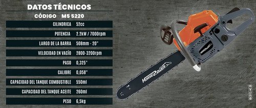 Motosierra Naftera 52cc Espada 20 PLG - Sistema Antivibratorio / Freno De Cadena / Cilindro Cromado Gris Oscuro - Imagen 2