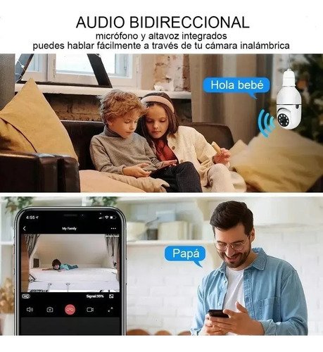 Cámara Seguridad Wifi Foco 360 1080p Alarma X2 Blanco - Imagen 3