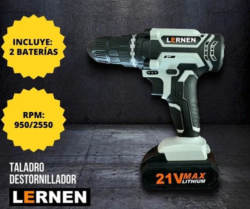 Kit Taladro Destornillador Inalámbrico 21v + 2 Baterías Color Gris - Imagen 2
