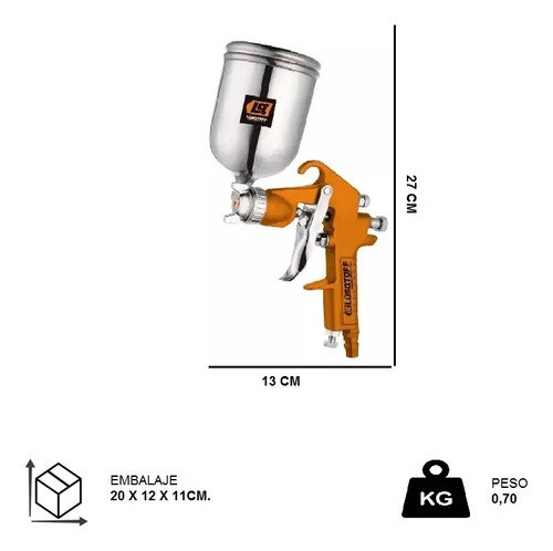 Pistola Soplete Pintar 0.4lt 1.5mm Lusqtoff W71g Tipo Maer Naranja - Imagen 4