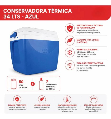 Conservadora Termica Mor De 34lts Azul - Imagen 2