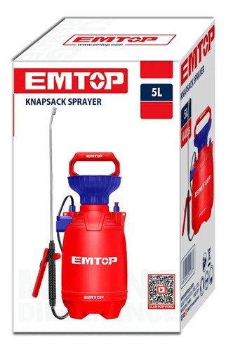 Pulverizador Rociador Emtop Espp30502 5 Litros 2,5 Bar Rojo - Imagen 3