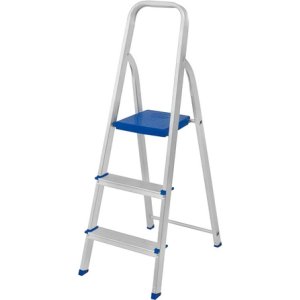 Escalera Aluminio 3 Escalones 1,20 Metros Plegable Práctica Plateado