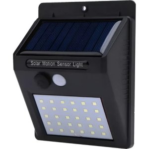 Lampara Solar Foco Potente 20 Led - Sensor Celula Luz Farol  Negro